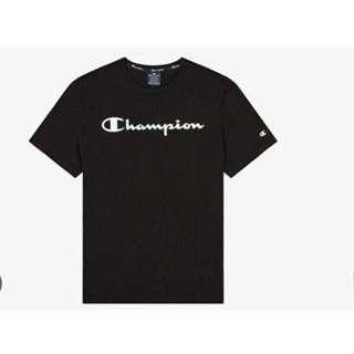 เสื้อยืดคอกลม Champion script logo T-shirt สีดำและฟ้า size S ของแท้ 100%