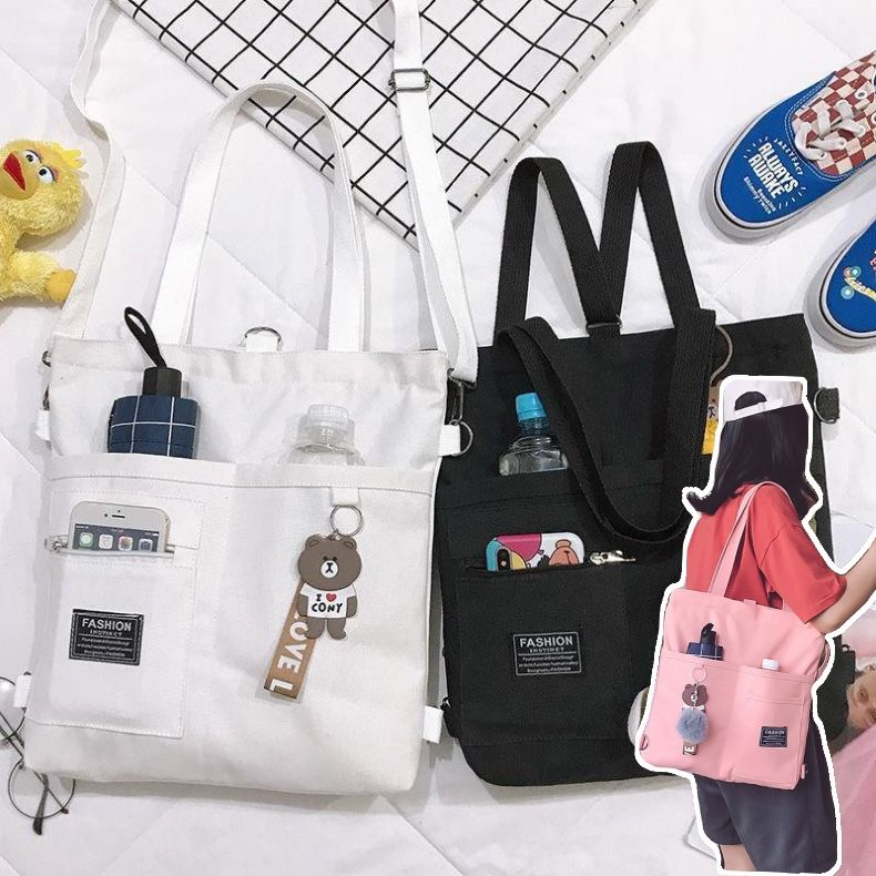 กระเป๋าผ้าแคนวาสมีซิปด้วยใส่ของได้เยอะนะผ้าแข็งแรง-มีพวงกุญแจแถมให้ด้วยค่ะ KS029