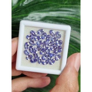 6x4mm. พลอยแทนซาไนท์ไข่ สีน้ำเงินอมม่วง ไฟดี หายาก ชุดละ 12,900฿