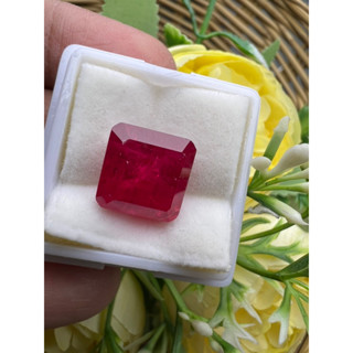 สีแดง ทับทิม รูบี้ เหลี่ยมชั้น..(1 เม็ด) สังเคราะห Lab Ruby Square 14x14 mm weight 15 carats