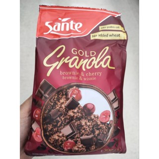 Sante Granola Gold Brownie&amp;Cherry อาหารเช้าธัญพืช ผสม ช็อคโกแลต รสบราวนี่ และเชอรี่ 300g.