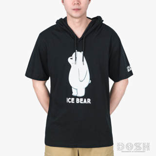 DOSH UNISEX HOODIES WE BARE BEARS เสื้อยืดฮู้ดแขนสั้น ผู้ชาย-ผู้หญิง FBBMT5011-BL