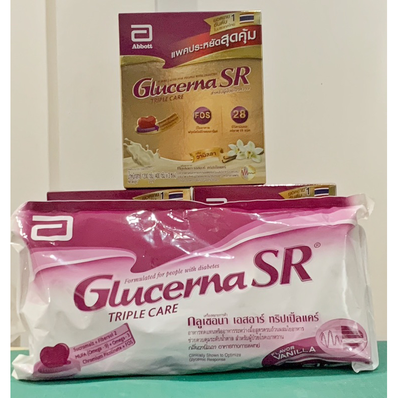 [ใหม่!] Glucerna SR กลูเซอนา เอสอาร์ วานิลลา ขนาด 1110กรัม (370gx3) /1200 กรัม (400gx3)