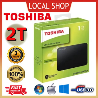 Toshiba External Harddisk (1TB/2TB) External HDD Harddisk รุ่น Canvio Basics A3  Black 2TB USB 3.0 าร์ดดิสก์ภายนอก