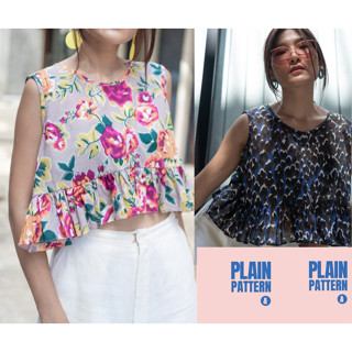 Dont Blow Away tops เสื้อ แขนกุด ชายระบาย ลายดอก เสื้อครอป ลายเสือ ซัมเมอร์ ผ้าบาง ไม่ร้อน