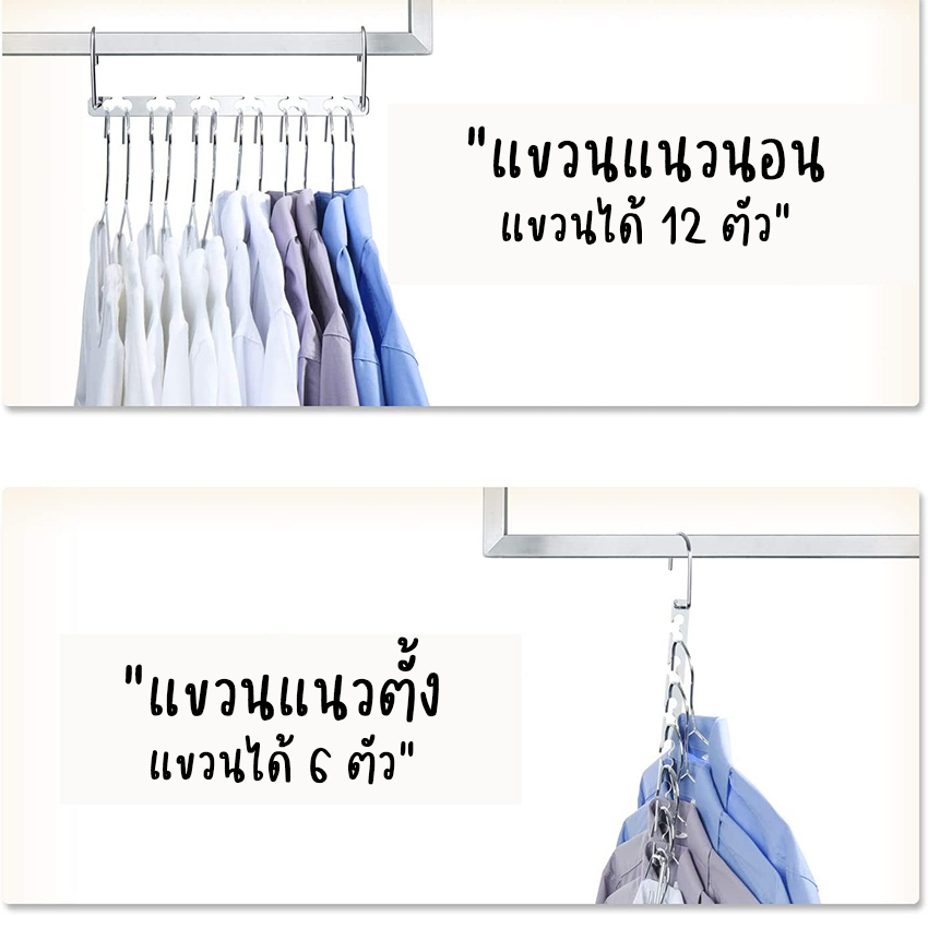 Megahouse  ไม้แขวนเสื้อสแตนเลส 6 ช่อง ราวแขวนเสื้อ สแตนเลส No.Y1383 ราคา ถูกที่สุด ดีลบีเคเค แกลเลอรีภาพที่ 6