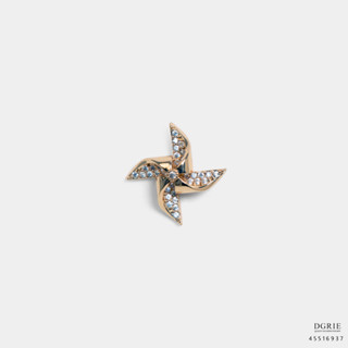 Golden Wind Turbine Sparkle Brooch-เข็มกลัดกังหันลมสีทอง