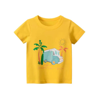 Babyonline(Y094)I1 (ส่งด่วน1วัน)เสื้อยืดคอกลมเด็กผู้ชายพิมพ์ลายไดโนเสาร์ ผ้าฝ้าย นิ่ม