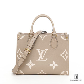 LOUIS VUITTON ON THE GO PM BEIGE GIANT MONOGRAM WHITE CALF GHW