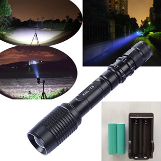 ไฟฉายพร้อมใช้ CREE XML T6 LED Zoom Flashlight Waterproof Torch 5000LM 5 Mode + 2 Battery + ที่ชาร์จถ่าน Battery Charger