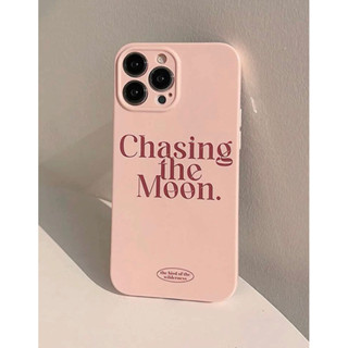 เคสไอโฟนสีพื้นชมพูละมุน Chasing the Moon i11-14promax (Case iphone) เคสมือถือ เคสเจ้าหญิง เคสน่ารัก เคสเกาหลี เคสมินิมอล