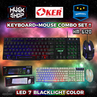 คีบอร์ดมีไฟ เมาส์มีไฟ OKER คีบอร์ดเกมมิ่ง KM-6120 KEYBOARD MOUSE COMBO SET รับประกันศูนย์ไทย