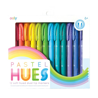 Pastel hues dual tip markers - set of 12 ปากกาเมจิกสีพาสเทล 2 หัว