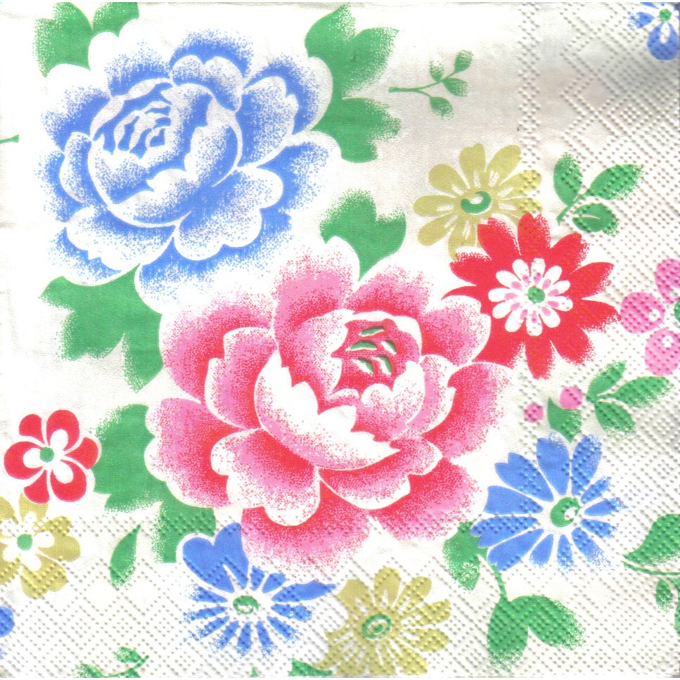 Pladao Napkin ภาพ Cath Kidston ดอกไม้ กุหลาบแนวจีน กระดาษ แนพกิ้น สำหรับงานศิลปะ เดคูพาจ decoupage ขนาด L 33x33