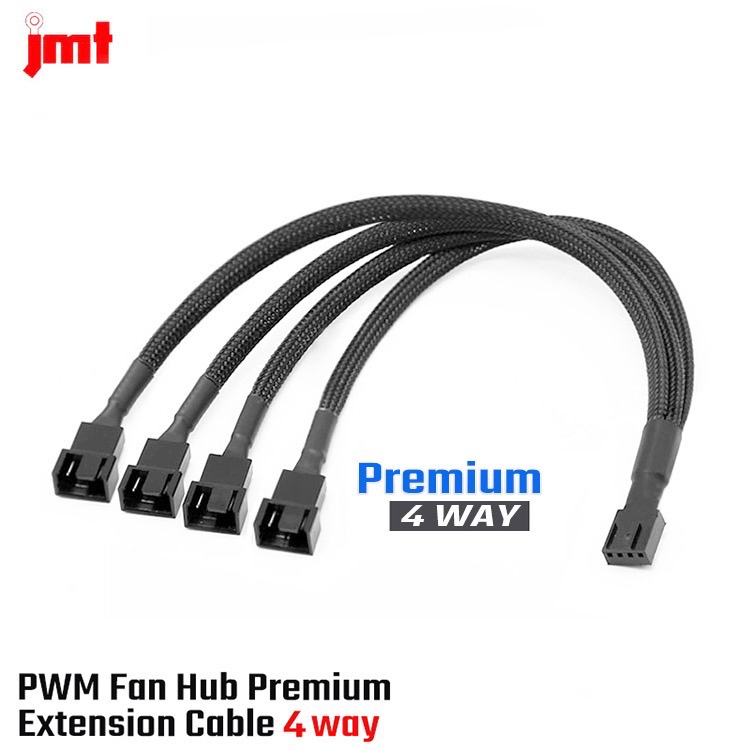 PWM Fan Hub Extension Cable PWM 4Pin one point to 3-4way Black (สายเเปลง PWM to 4 pin 3way สีดำ)