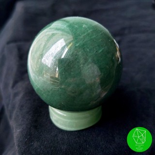 หินกรีนอะเวนจูรีนทรงกลมพร้อมฐาน(Green Aventurine)