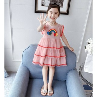 เดรสเด็กกระโปรงชีฟองอัดพลีท 1-6ขวบ ผ้านุ่มใส่สบาย แฟชั่นฤดูร้อน