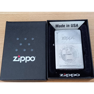 ZIPPO 24648  PLANETA 50TH ANNIVERSARY  HERRING BONE SWEEP  LASER ENGRAVE   ผลิตปี2015  ถังในถังนอกตรงปีตรงเดือน   ของใหม