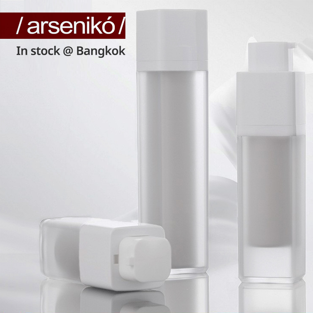 ขวดปั้มเซรั่มสูญญากาศทรงเหลี่ยม 2 ชั้น สีขาว 30ml 50ml ขวดปั้ม #หัวปั้มขาว  #ขวดพลาสติก #PET
