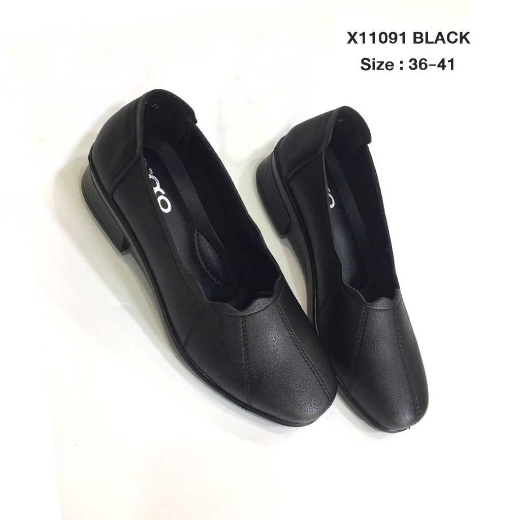 OXXO รองเท้าคัชชูส้นเตี้ย เพื่อสุขภาพหนังนิ่ม ส้นเตารีด oxxo พี้นสูง1.5นิ้ว ใส่สบาย X11091