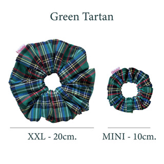 Green Tartan ยางรัดผม ลายสก๊อต สีเขียว ยางมัดผมโดนัท