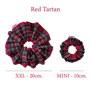 Red Tartan ยางรัดผม ลายสก๊อต สีแดง ยางมัดผมโดนัท