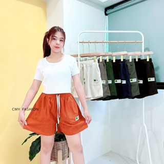 🔥ลดล้างสต็อก🔥3229# กางเกงขาสั้น ผ้าลูกฟูก ปักป้าย