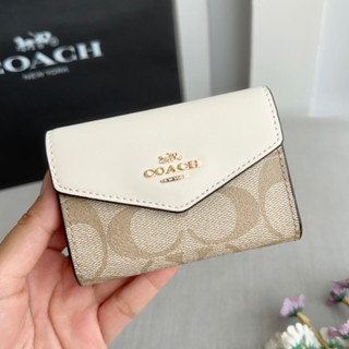 🍀🍀มีสองสี Coach CH202 Flap Card Case In Signature Canvas🍀🍀