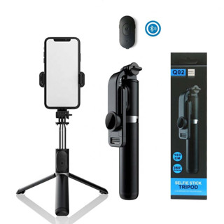 ใหม่ Q02 ไม้เซลฟี่ Bluetooth SELFIE STICK Tripod หมุนได้ 360 องศายืดได้สูงสุด 1 ม. พร้อมขาตั้ง 3 ขา