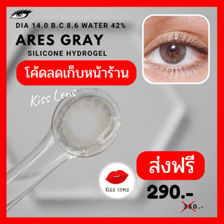 Glitzlens Ares gray DIA 14.0 คอนแทคเลนส์ ขนาดเล็กพอดีตา สีเทาอมน้ำตาล มีกริทเตอร์ วัสดุซิลิโคนไฮโดรเจล สำหรับคนตามแห้ง