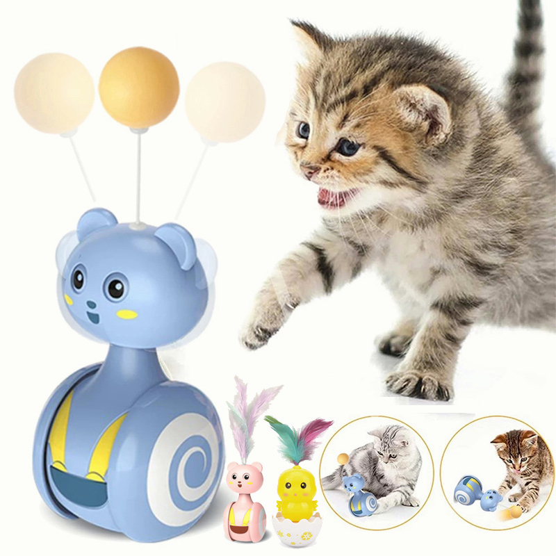 พร้อมส่ง ของเล่นแมวอัตโนมัติ ของเล่นแมวตลก ไล่ล่าของเล่นขนนก