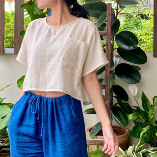 🌿พร้อมส่ง🌿เสื้อครอป ผ้าสาลู2ชั้น Crop Tops ผ้านิ่ม ใส่สบาย เสื้อครอปผู้หญิง เสื้อครอปแขนสั้น