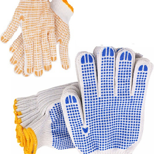 ฝ่ามือผ้า เคลือบด้วยปุ่มและแถบยาง (PVC) สีเหลือง/สีน้ำเงิน ทำให้มีแรงยึดเกาะพื้นผิวเป็นอย่างดี ไม่ลื่นเมื่อสัมผัส