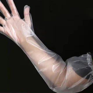 ถุงมือพลาสติกยาว ใช้แล้วทิ้ง อเนกประสงค์ มยาว 60 ซม（10 ชิ้น）