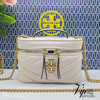 TORY BURCH Kira Chevron Mini Vanity Case Bag กระเป๋าถือ/สะพาย ใส่เครื่องสำอางค์ ใส่ของใช้จำเป็นได้ ทรงกล่องสวย