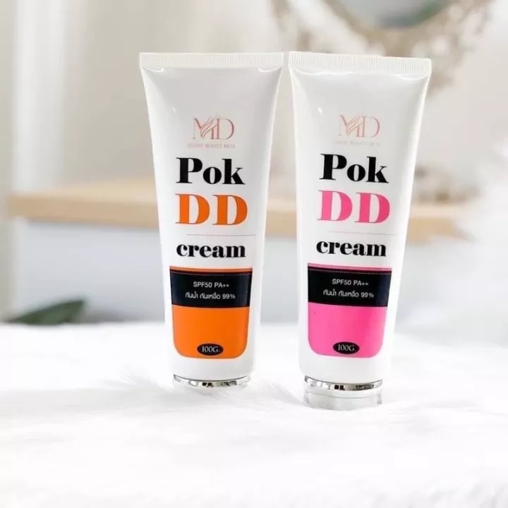 POK DD Cream SPF50PA++ 100g ครีมกันแดดพอกดี กันแดดเปลี่ยนผิวขาว ยิ่งพอกยิ่งดี ไม่ติดขน กันน้ำ กันเหงื่อ99%
