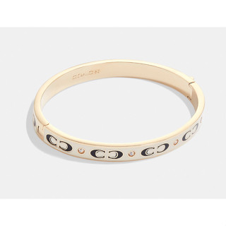 พร้อมส่ง แท้ 🇺🇸💯% New Coach กำไร รุ่น Signature Enamel Hinged Bangle (CI904) Gold/White