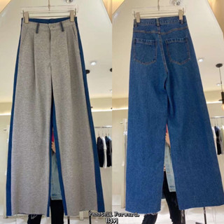 🇰🇷New🇰🇷  Korea twotoned denim jeans  กางเกงยีนทูโทนเทายีนเข้ม แบบเก๋มาก ทรงกระบอก