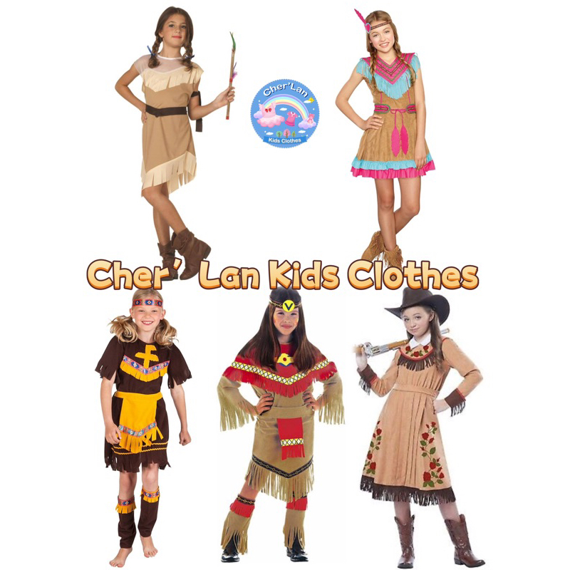 ชุดอินเดียนแดง (มือสอง) ชุดอินเดียแดง indian costume ชุดชนเผ่า ชุดโพคาฮอนทัส ชุดคนป่า ชุดแฟนซีเด็ก ช