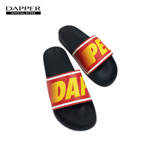 DAPPER รองเท้าแตะแบบสวม Retro Football Club Pool Slide Sandals สีดำ/แดง (HSKR1/1650SL)