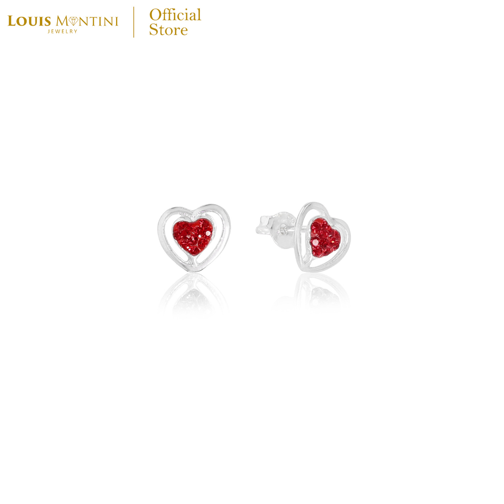 Louis Montini (Jewelry) Sterling Silver 925 Earrings ต่างหูเงินแท้ 92.5% ต่างหูผู้หญิง รูปหัวใจ LJER65