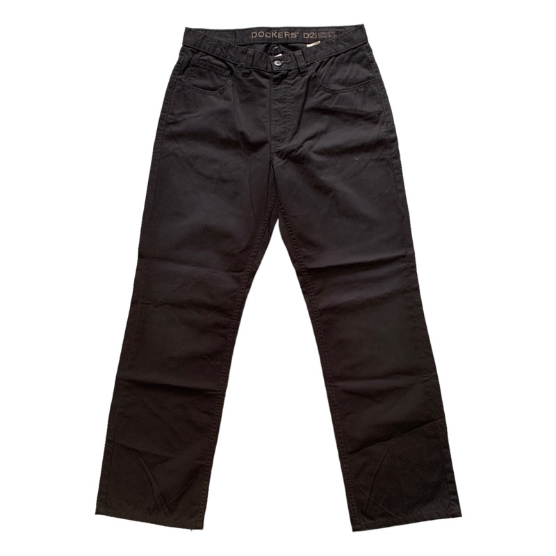 Dockers | D2 กางเกงขายาว ผู้ชาย ทรงกระบอก สีดำ ไซส์32
