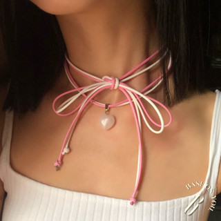 BASE ON YOU - Lucky stone collection : LUCKY RIBBON NECKLACE (สร้อยคอหินนำโชค)