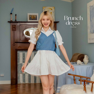 chuuchop_พร้อมส่ง(C8118)🛋️🛏️🪞Brunch dress ชุดเซ็ตเดรส+ ยีนส์สายเดี่ยว สไตล์เกาหลี