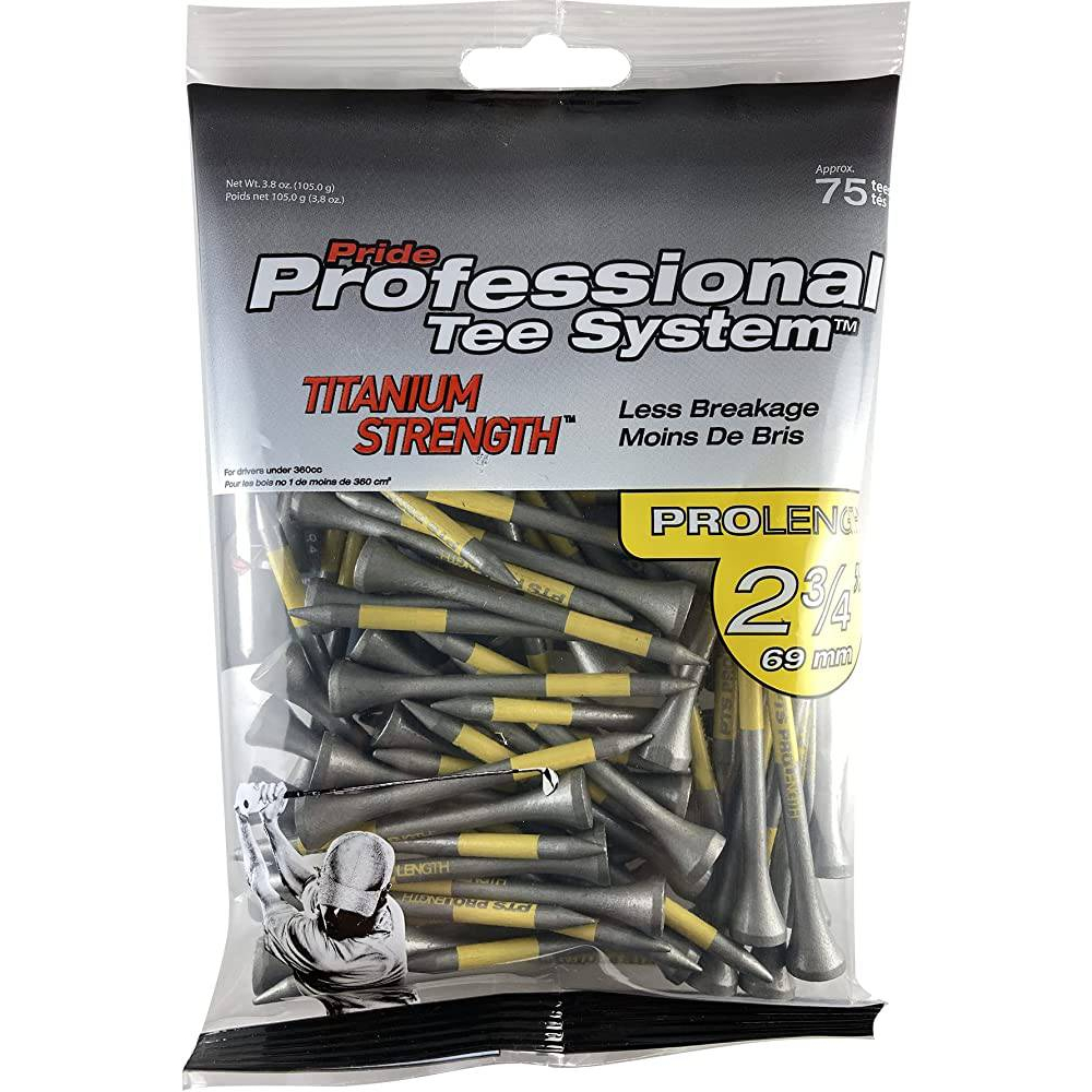 Tees Pride PTS "TITANIUM STRENGTH" 2 3/4" Tees 75 Count (Wood Tee) (ที่ตั้งลูกกอล์ฟ 75 ชิ้น)