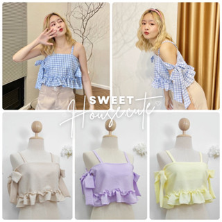 🧸 SweetHouse 🌼 สายเดี่ยวผูกโบว์พาสเทล