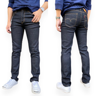 JEANSEXPRESS Mens Slim-fit กางเกงยีนส์ชายทรงสลิมฟิต สีดำยีนส์เข้ม เป้าซิป ผ้ายืด สวมใส่สบาย 501 Size 28-36