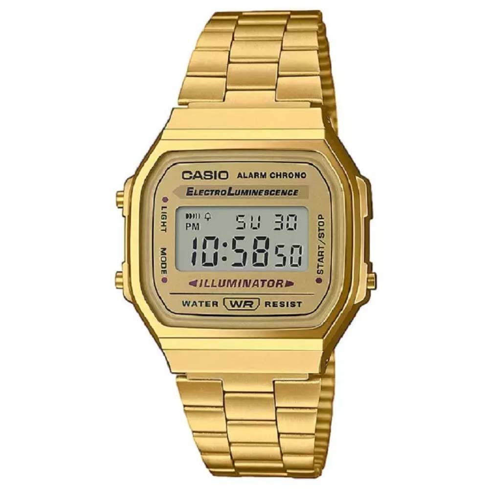 Casio Standard นาฬิกาข้อมือผู้ชาย สายสแตนเลส รุ่น A168,A168WG,A168WG-9 - สีทอง