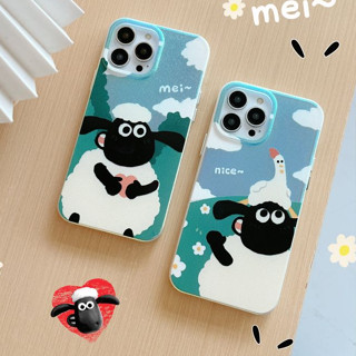 🎁ส่งของขวัญ🎁เคสไอโฟน 11 13 12 Pro Max การ์ตูน ชอนลูกแกะ เคสโทรศัพท์คู่ เคส for ไอโฟน14 pro max soft case Iphone