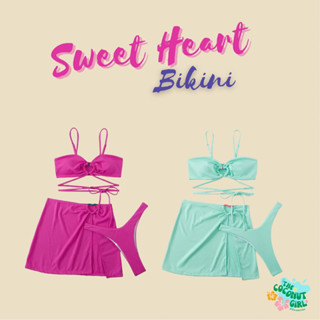 Sweet Heart Bikini พร้อมส่ง ชุดว่ายน้ำบิกินี่สายฝอ y2k Set3ชิ้น กระโปรงMini Skirtผ่าหน้า แต่งอะไหล่หัวใจ สายพันเอว